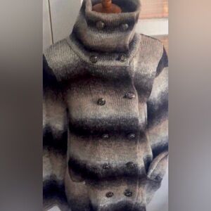 ROMEO & JULIET double breasted cardigan Sweater w/ turtleneck & pockets XL🎊sale